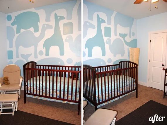 Boy's Nursery with Animal Wall Mural