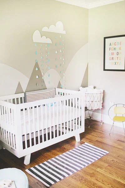 Nursery with Monochrome Mountain Mural