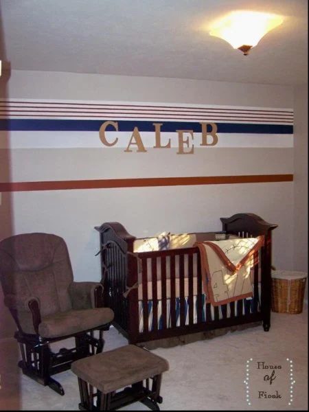 Boy's Nursery with Multicolor Striped Wall