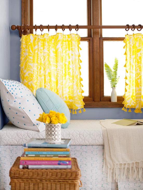 Trimmed Tablecloth Curtains BHG