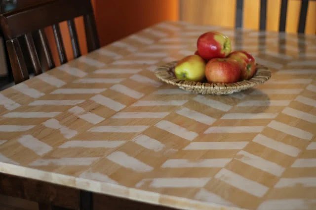 Painted Herringbone Dining Table