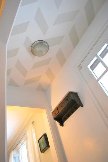 Painted Herringbone Entry Ceiling