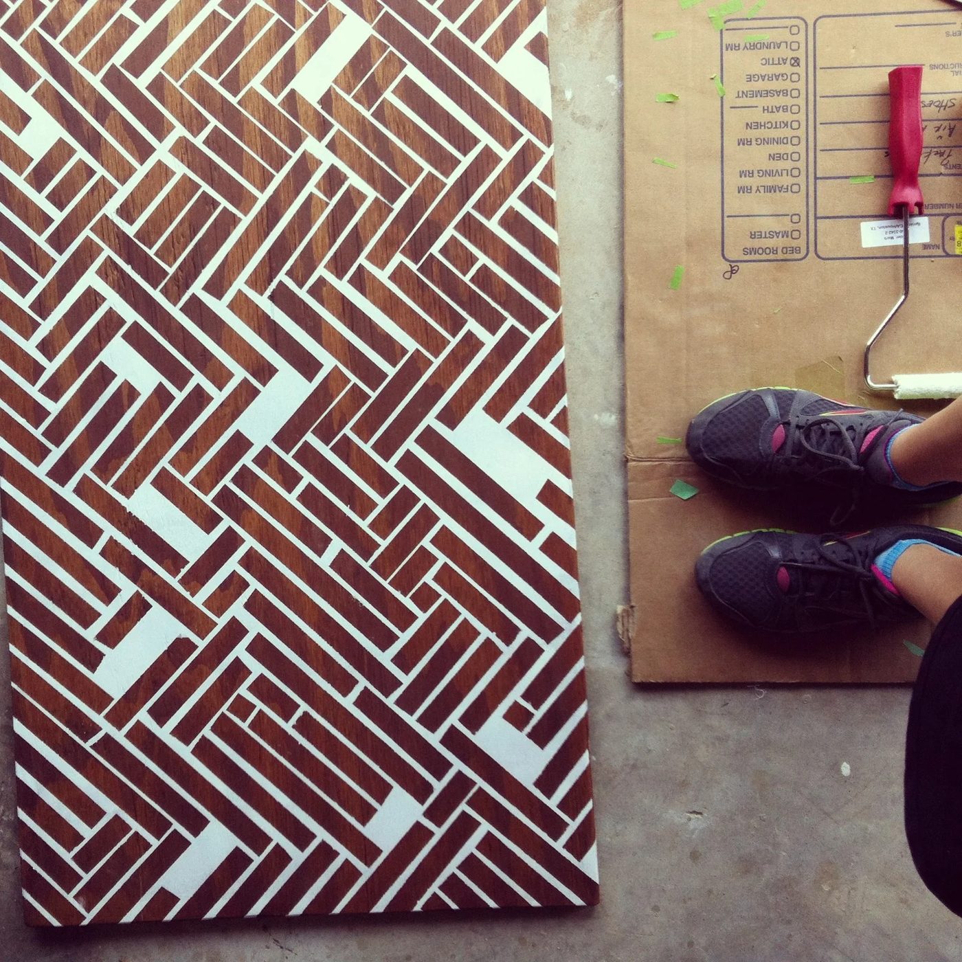Stained Wood Herringbone Wall Art