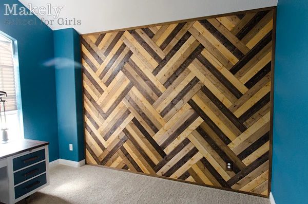 Wood Herringbone Accent Wall