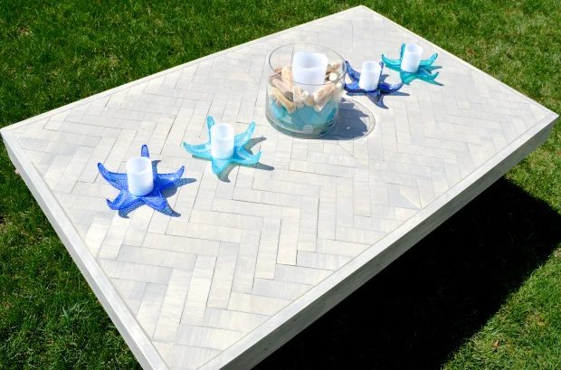 Handmade Wood Herringbone Coffee Table