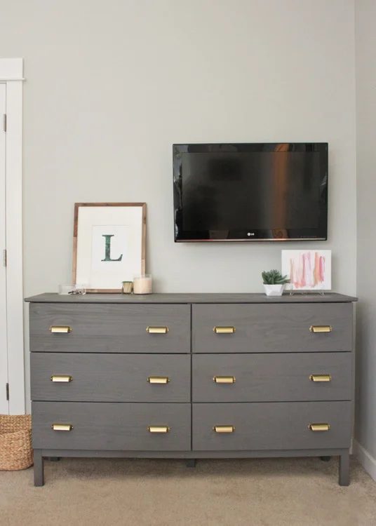 ikea tarva 6-drawer dresser gold pulls gray paint
