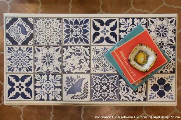 blue_talavera_tile_stencils_painted_furniture