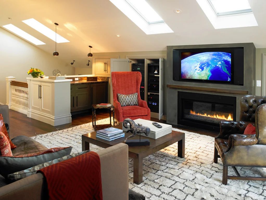 Media Room with Fireplace