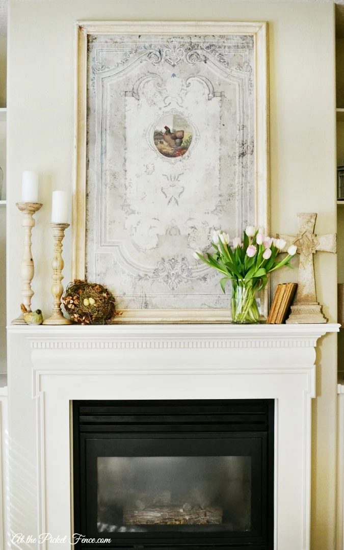 Spring Mantel Decorating options From Atthepicketfence.com
