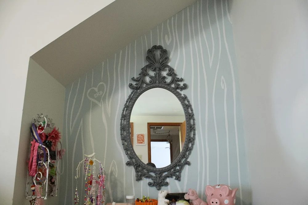 wall painting options, direct hand painted faux bois pattern design