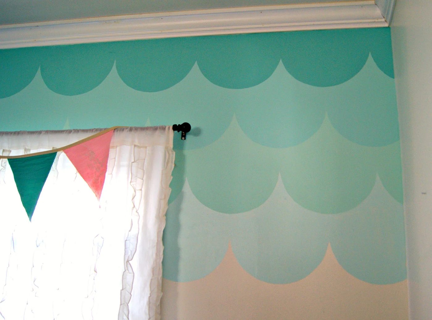 ombre scalloped wall painted wall inspiration for direct Handmade wall painting options for kids bedroom