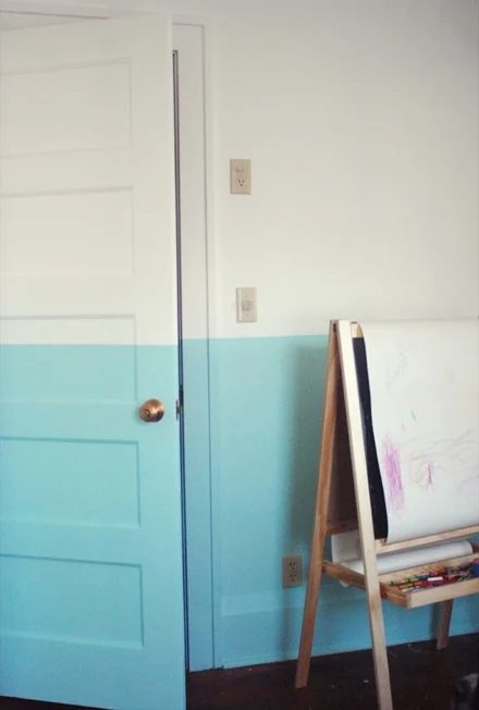 color block painted walls faux wainscoting, direct Handmade wall painting options and designs