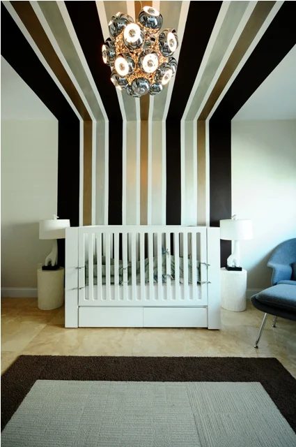 painted stripes up the wall and across the ceiling, Handmade wall painting options