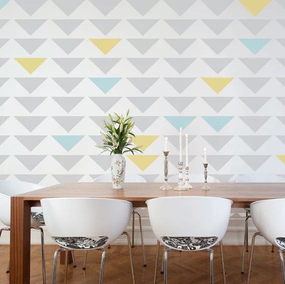 interior painting options triangle stencil for direct wall painting mural