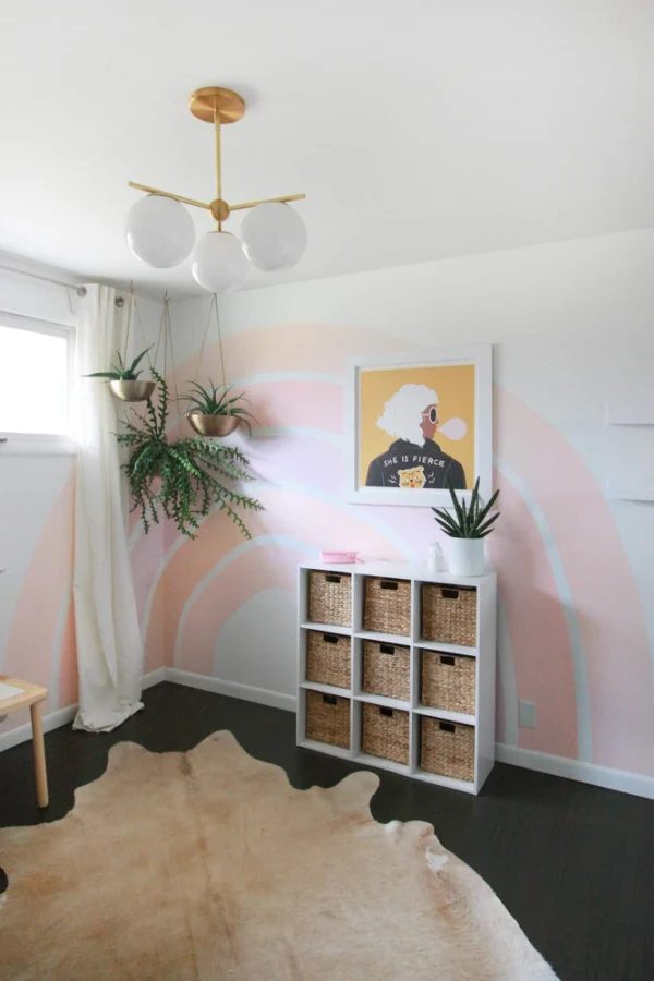 direct Wall Painting options For Kids Bedroom, Boho Rainbow Wall Mural Handmade, A striking Mess Featured On Bekob (1)