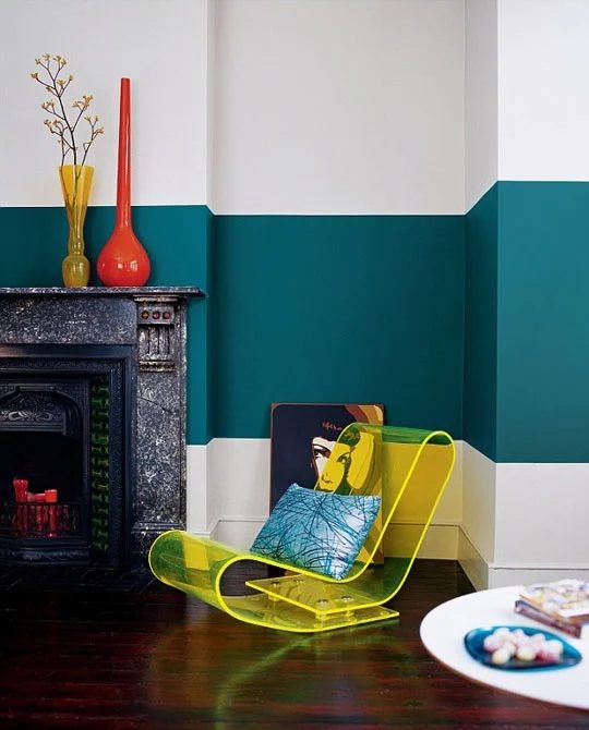 large wide horizontal stripe colorblock wall, Handmade direct wall painting options