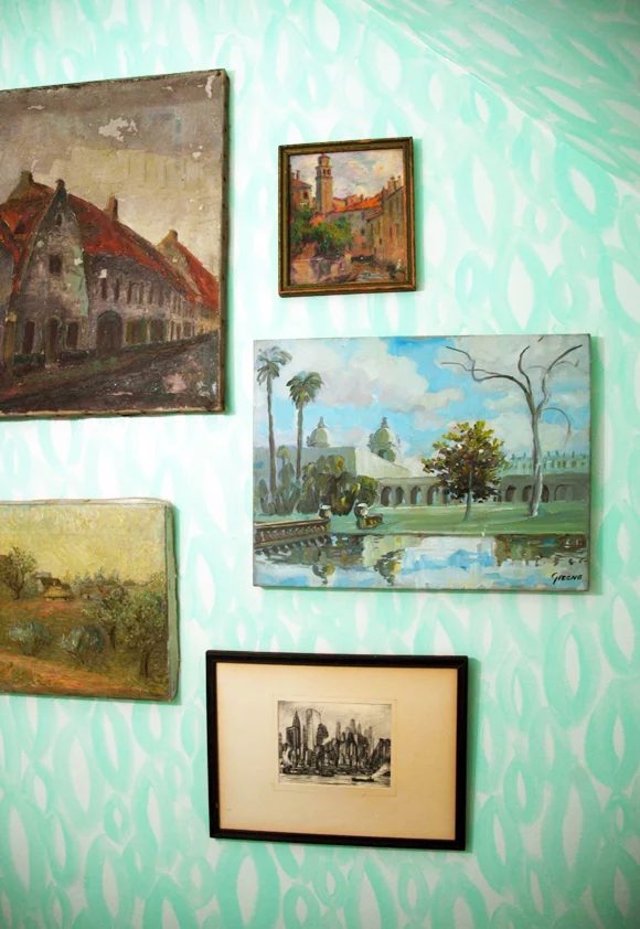 abstract painted wallpaper option, creative interior wall painting designs