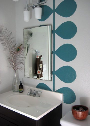 bathroom wall mural, botanical graphic modern wall art painting option