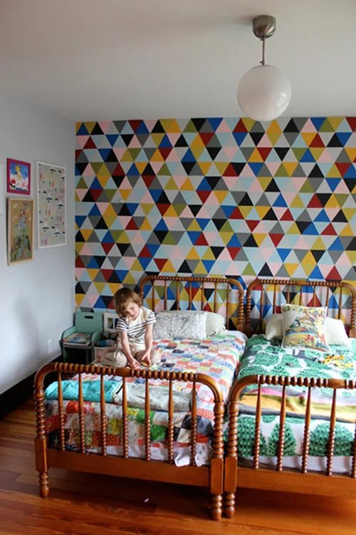 triangle painted wall options, allover triangles direct wall painting design