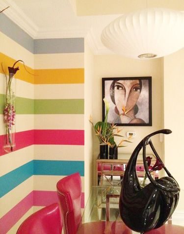 rainbow stripes for dining room breakfast nook, creative wall painting options