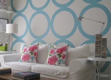 circle wall feature modern graphic accent wall, direct creative wall painting options