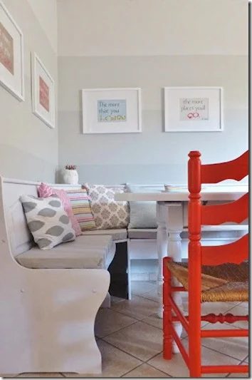 ombre painted stripe walls in dining room breakfast nook, straightforward Handmade wall painting options