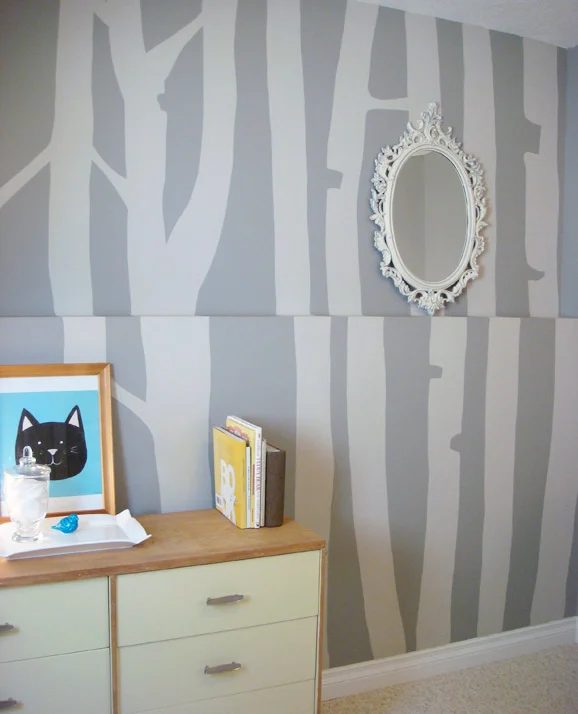 birch wallpaper look painted wall option, direct wall painting designs