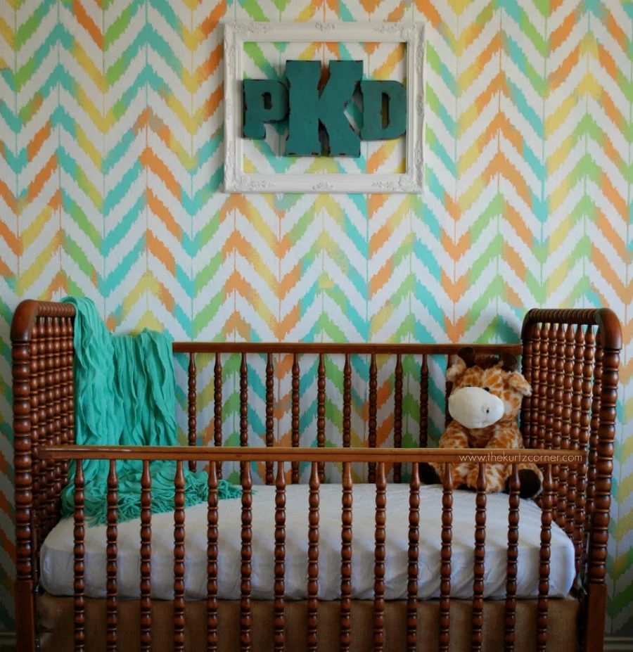 ikat herringbone stencil, direct Handmade wall painting options