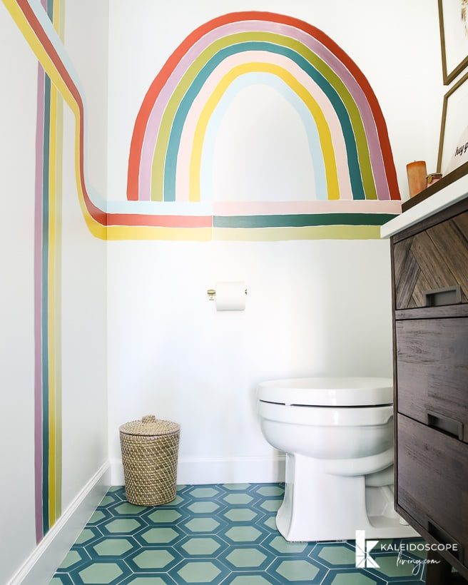 Rainbow Wall Mural, Creative Wall Painting options For Bathroom, Kaleidoscope Living Featured On Bekob