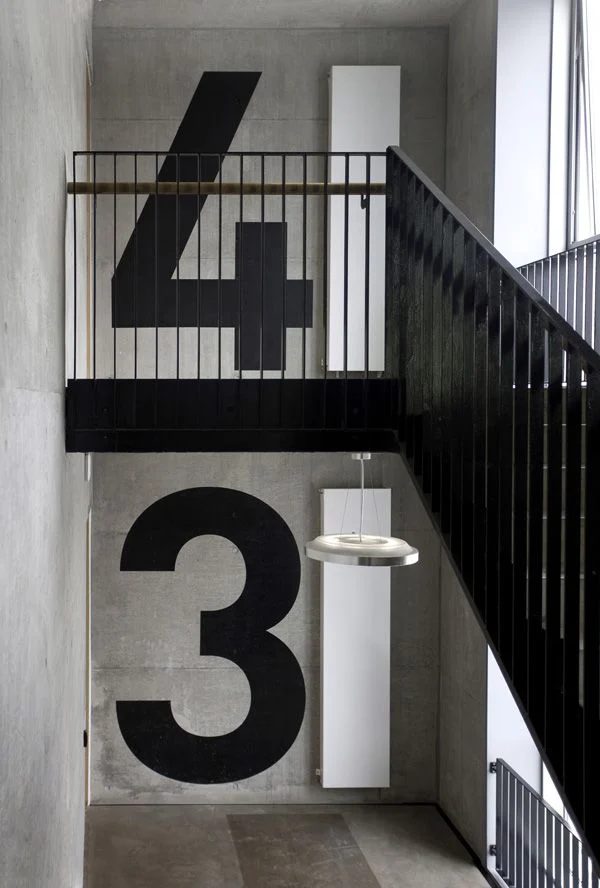 Typography numbers painted in stairwell, creative painting options for walls