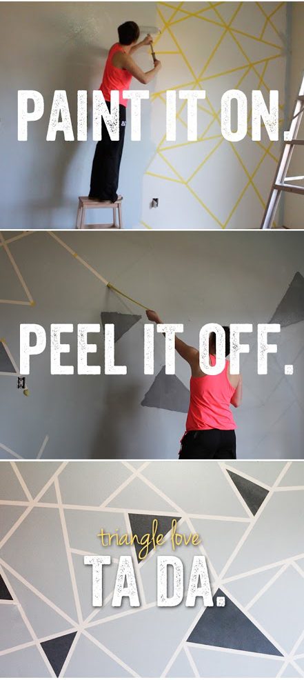 direct wall painting option, painter's tape and triangles geometric wall