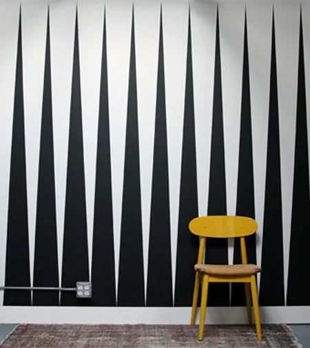 graphic painted wall pattern tall triangles, direct wall painting options