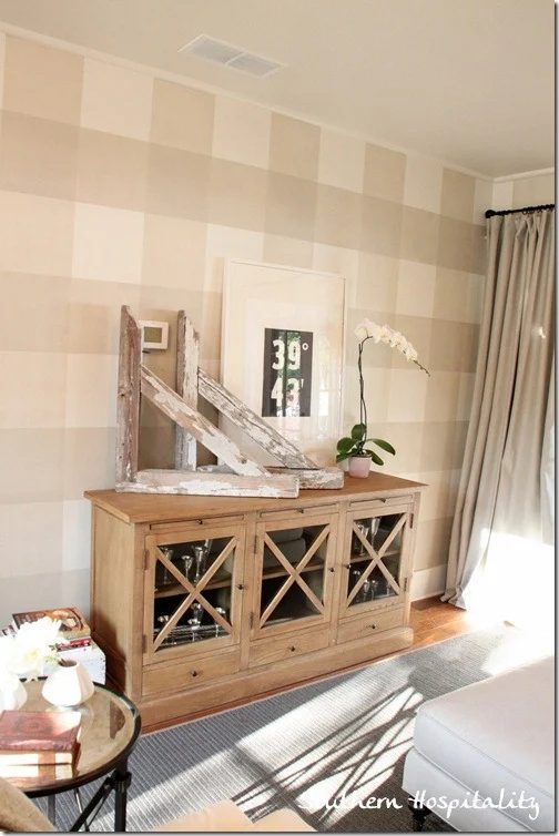 gingham plaid or buffalo check painted accent wall, direct pattern wall painting options using squares