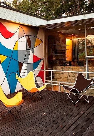 groovy painted wall multi color mural outdoor patio wall painting option