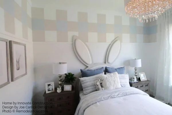 direct Wall Painting options For Kids Room, Gray Taupe Griege Gingham Check Accent Wall Above Wainscoting, Bekob UVPH19 H05