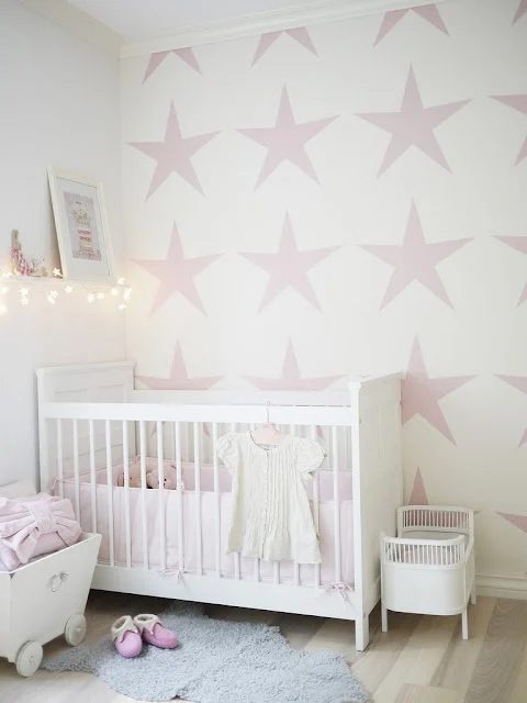 creative painting options, large star stencil wall for girls bedroom nursery