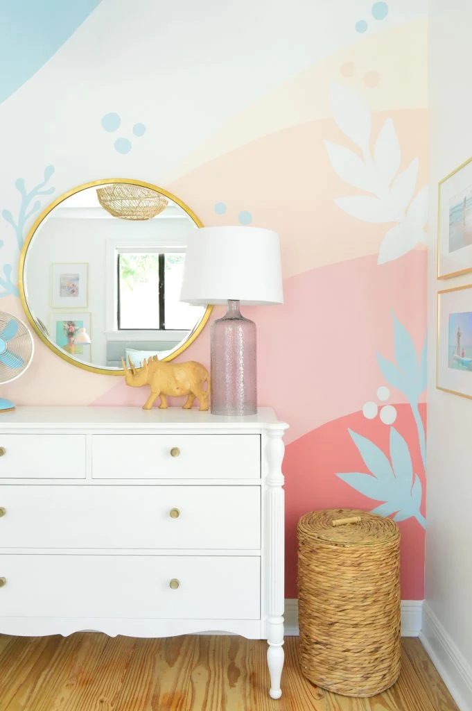 Creative Wall Painting Design options, Colorful Ombre Floral Wall Mural, Young House Love Featured On Bekob