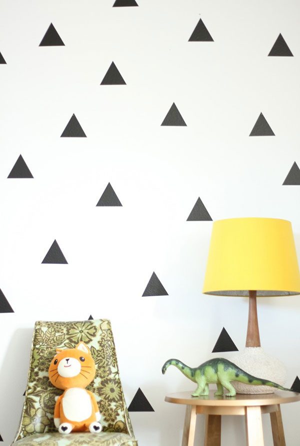 modern triangle accent wall with paint or vinyl decals, direct wall painting options