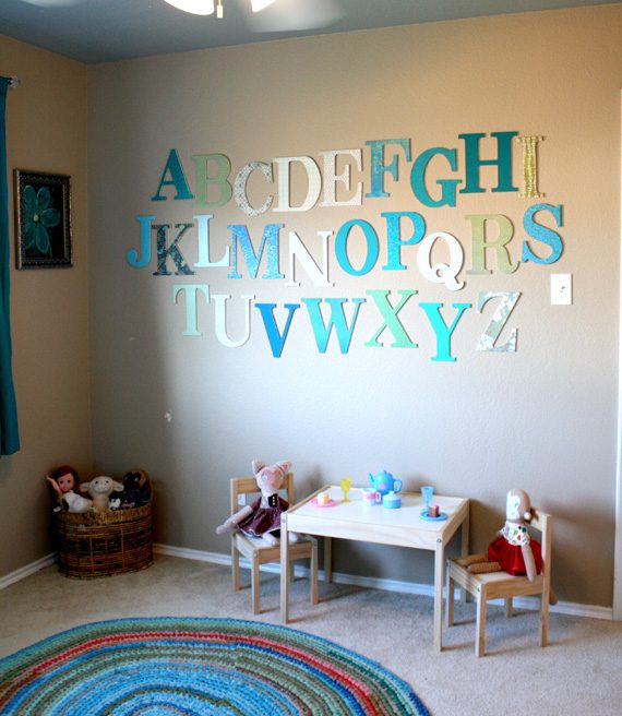 Handmade alphabet wall Handmade art projects for kids room