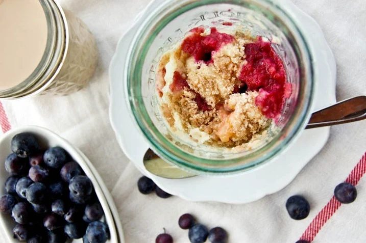 microwave Blueberry Coffee Cake in a Mug cake