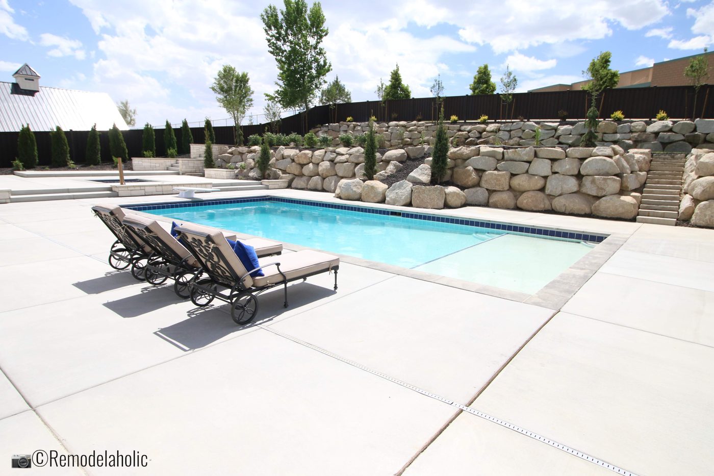 Line up lounge chairs around the pool, UVPH 2018 Home 30 Shelby Homes, Gatehouse No. 1 Furniture & Design, Photo by Bekob