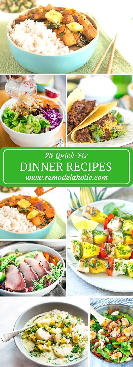 Weeknights can get crazy and dinner can make it even crazier. Don't worry, try one of these 25 Quick-Fix Dinner Recipes to get something to eat fast. Recipes featured on Bekob.com