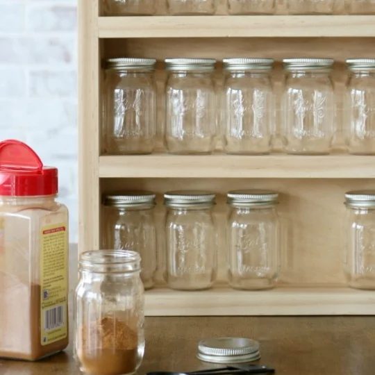 Handmade Spice Rack With Mini Mason Jars