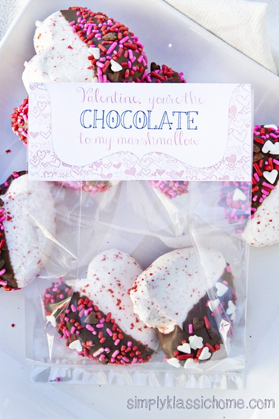 Chocolate Covered Peeps Hearts with free Printable Treat Tag