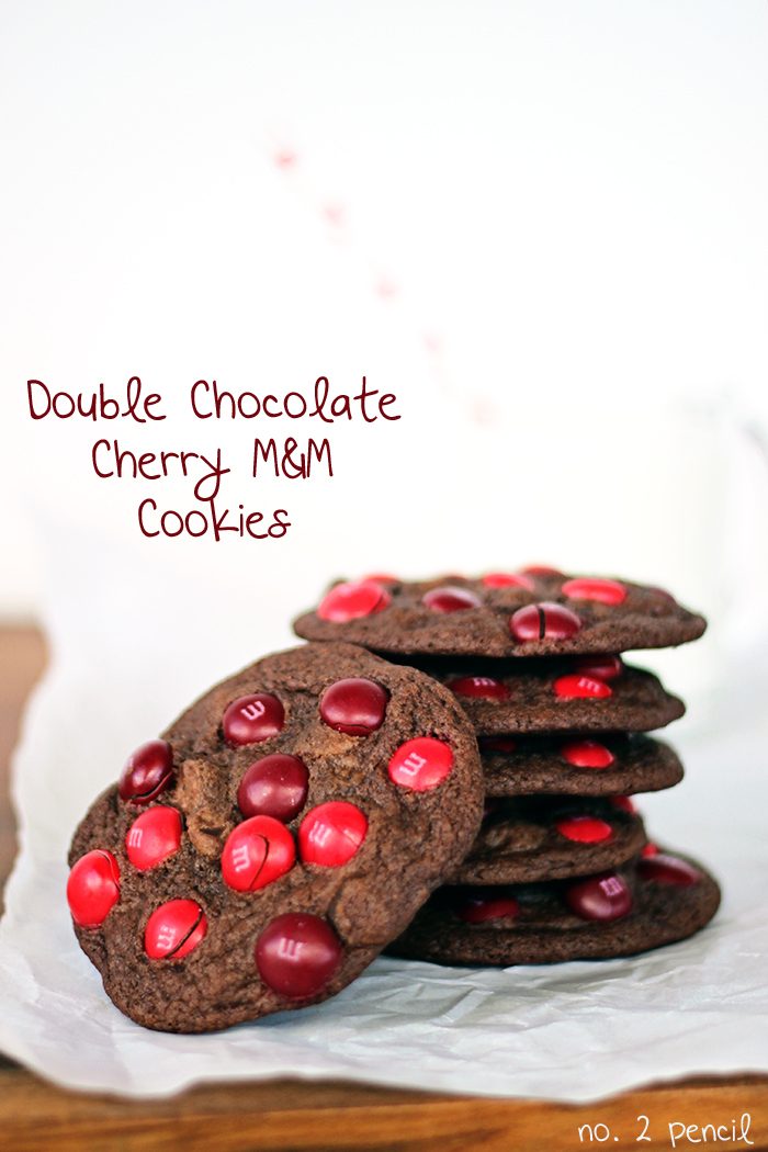 Double Chocolate Cherry M&M Cookies