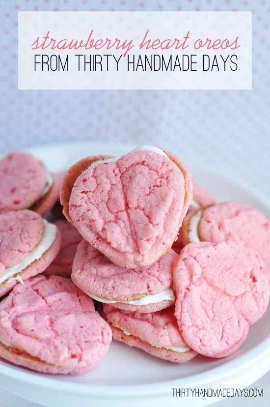 Strawberry Heart Cookie Sandwiches