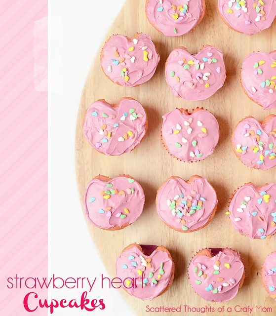 Strawberry Heart Cupcakes