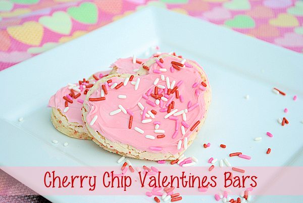 Cherry Chip Valentine's Cookie Bars