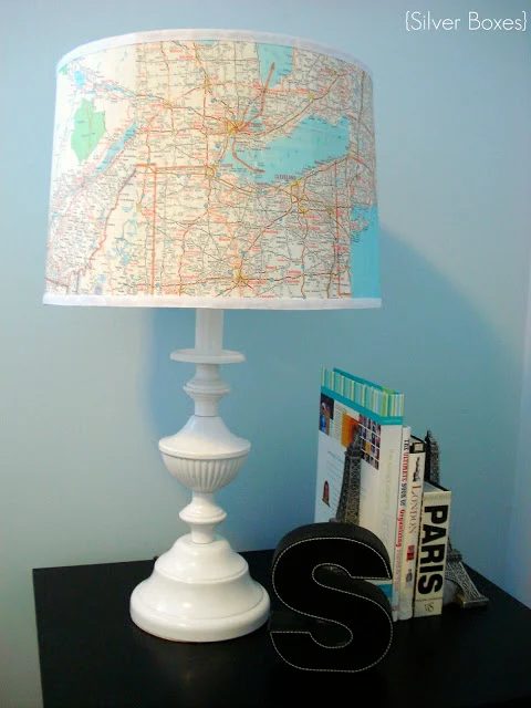 Map covered lampshade 13