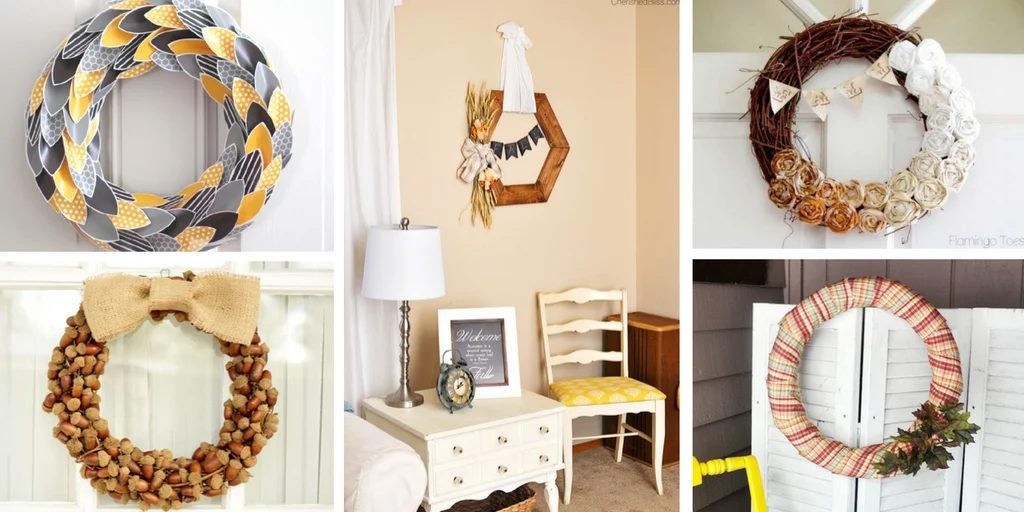 Decorate your home with one of these solid options for a handmade wreath for your home for fall featured on Bekob.com
